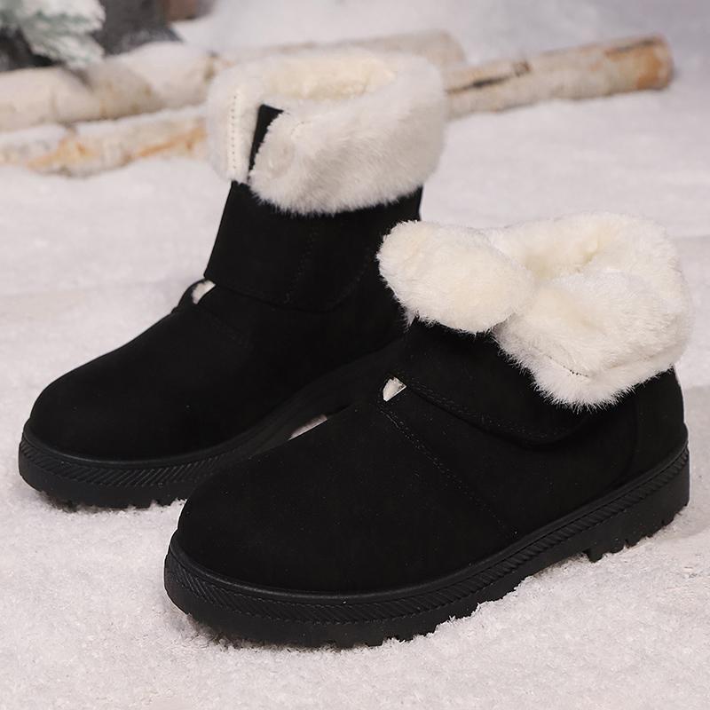 Lucyever Faux Fur Platform Snow Boots Women Non Slip Faux Suede Winter Booties Mujer Keep Warm Ankle Boots Woman Plus Size 44
