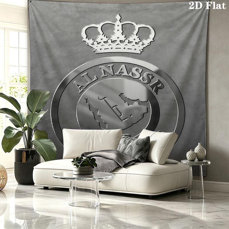 Al-Nassr FC Wandteppich Ästhetischer Wandbehang Bedruckter Stoffdecke Dekorative Wandteppiche für Schlafzimmer Wohnzimmer Heimdekoration
