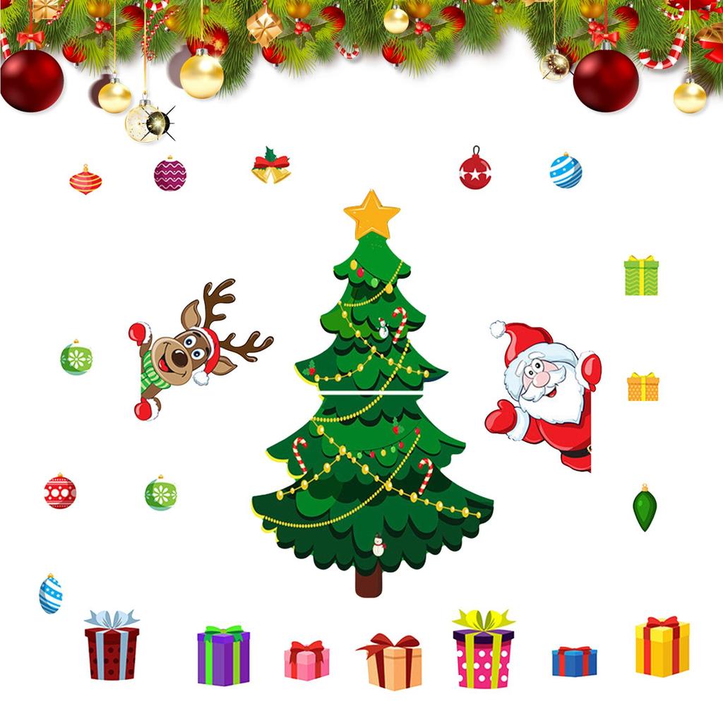 Christmas-themed Magnetic Stickers Cartoon Christmas Tree Magnets Santa Reindeer Pine Tree Festive Magnets Stickers For Fridge