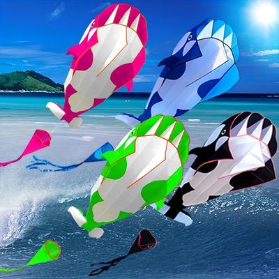 2,2m Großer Wal/Delphin Drachen Guter Flug Einzelleine Weicher Drachen Langer Schwanz 100 Meter Drachenschnur Kunststoff Flugspielzeug