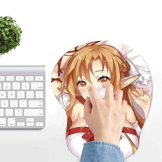 Anime Mouse Pad Chest Non-slip Cartoon 3D Sexy Rubber Mat Wrist Support Single