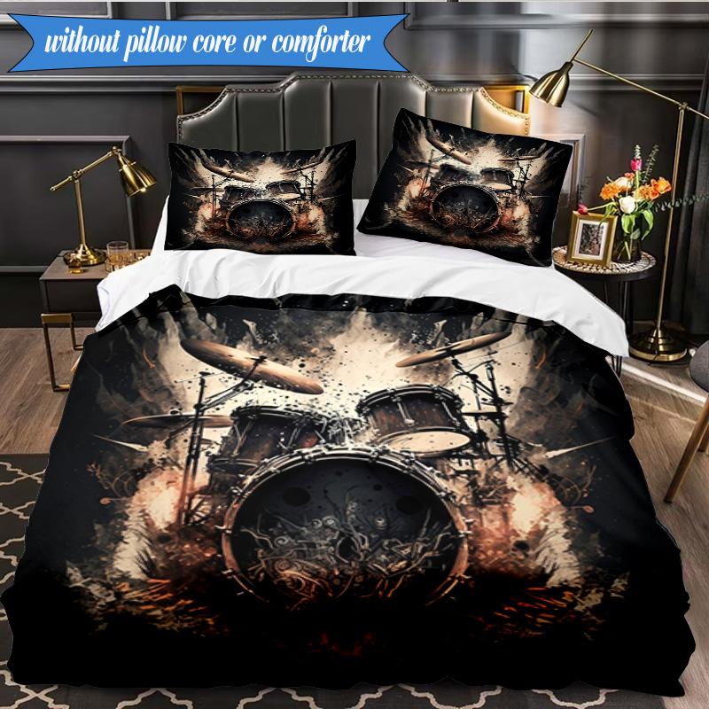 3-teiliges Trommelset Bettwäsche-Set, inklusive 1 Bettbezug und 2 Kissenbezügen. Perfekt für Schlafzimmer, Wohnheim, Weihnachtsgeschenk für Fans