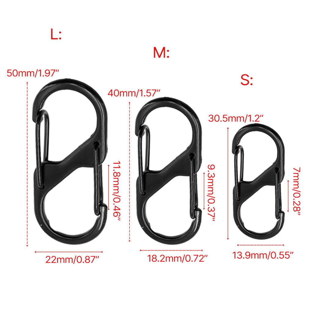 10 Pcs S Shaped Carabiner Metal Double Snap Hooks Carabiner Keychain Small Spring Clips for Camping Fishing Traveling