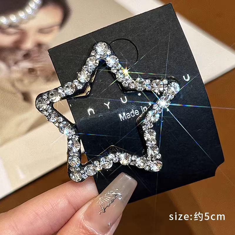 [Rhinestone Star Hair Clips] 2pcs Rhinestone Five-Pointed Star Hair Clips | Back-of-the-Head Bangs and Side Bangs Clip