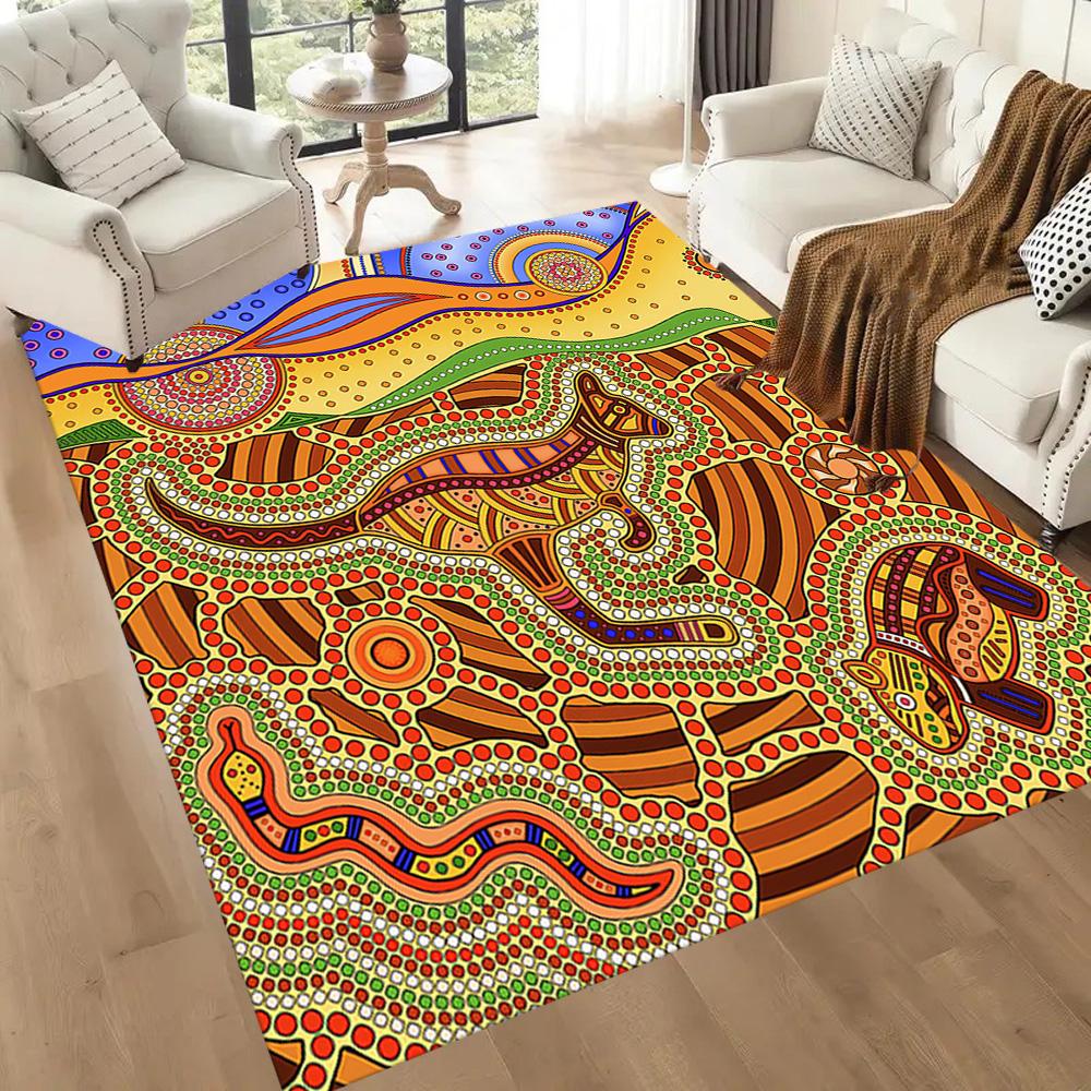 Tappetini da Pavimento con Animali dell'Arte Aborigena per Soggiorno, Camera da Letto e Decorazione della Stanza Sono Adatti per Regali.