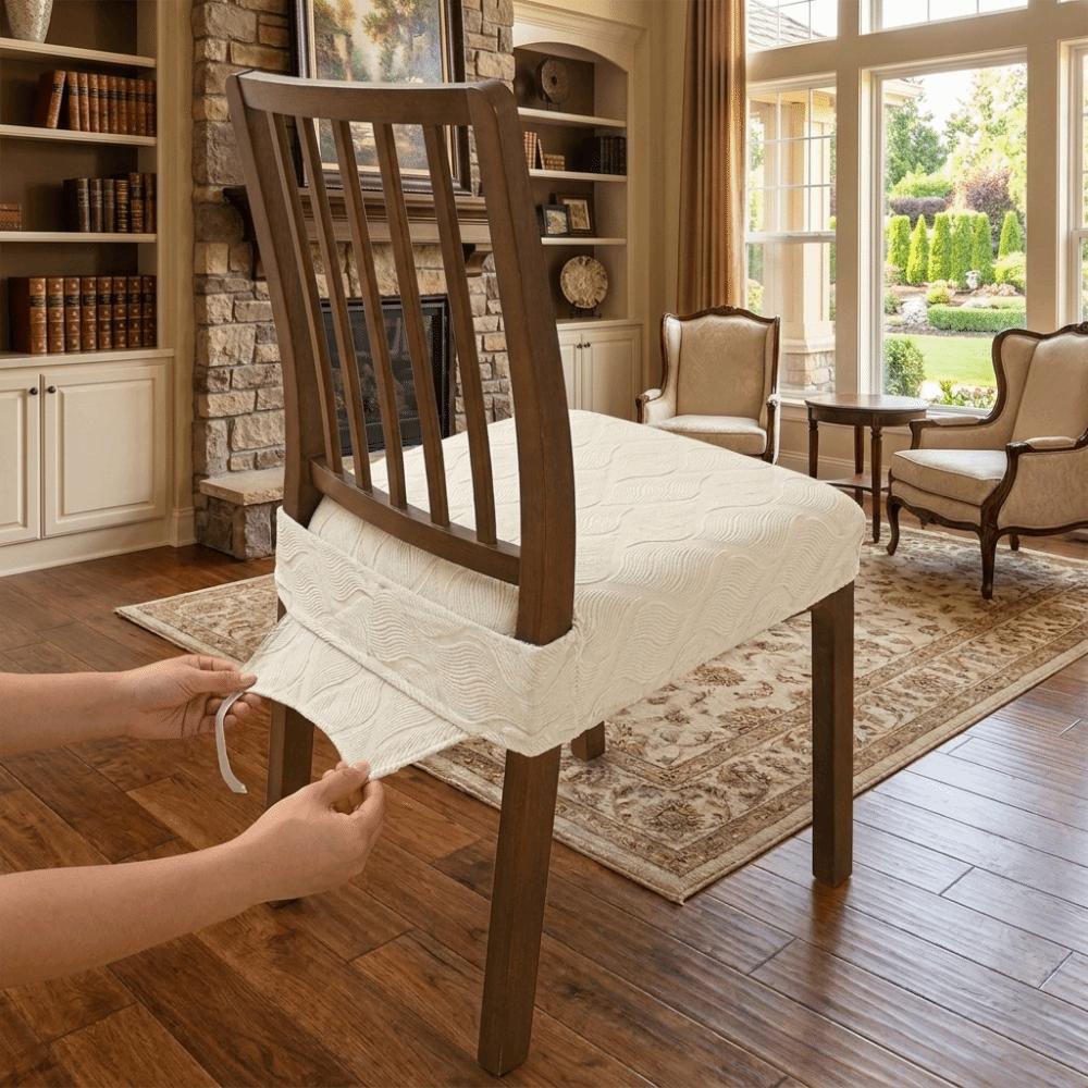with Ties Seat Cushion Cover Non-Slip Seat Protector Stretchable Chair Slipcover  Kitchen