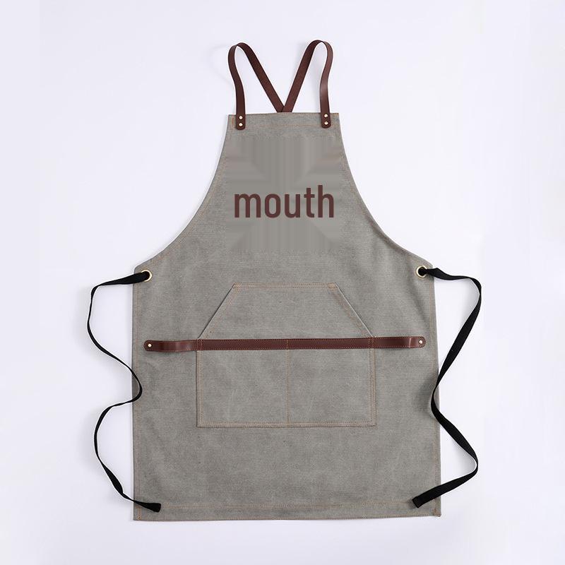 

Thick Stain-Proof Canvas Apron for Gardening, Catering, BBQ, Barber, Woodworking - Custom Logo Available светло-серый