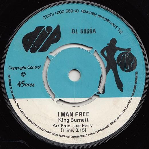 

7-дюймовая пластинка KING BURNETT I Man Free DL5056 Dip 1974 Великобритания Регги Ска Даб Б/у