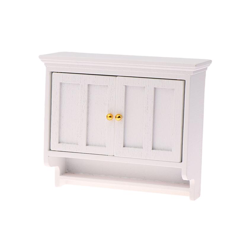 1/12 Dollhouse Miniature Wall Cabinet Closet Shelves Model Doll Home Cabinets Furniture Decor Toy Dolls House Accessories