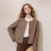 Elegant Acetate Blend Ruffle Trim Stand-up Collar Shirt