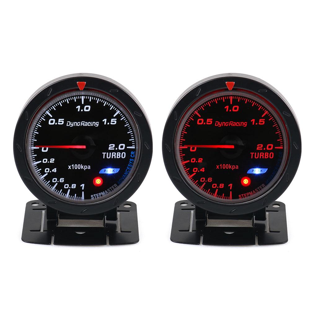 60mm Car Turbo Boost Gauge Red & White Lighting BAR Type Black Face With Sensor BX101467