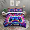 3-teiliges Neon-Graffiti-Gaming-Controller-Bettwäscheset Lebendige Gaming-Bettwäsche für Teenager-Jungen Ohne Füllung Queen-Size Trendige Zimmerdekoration