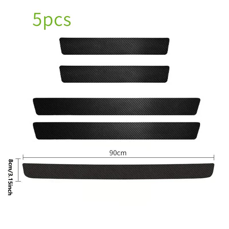 5pcs/4pcs set Carbon Fibre Threshold Protection Strip Universal Anti-scratch and Anti-collision Door Decorative Strip Sticker