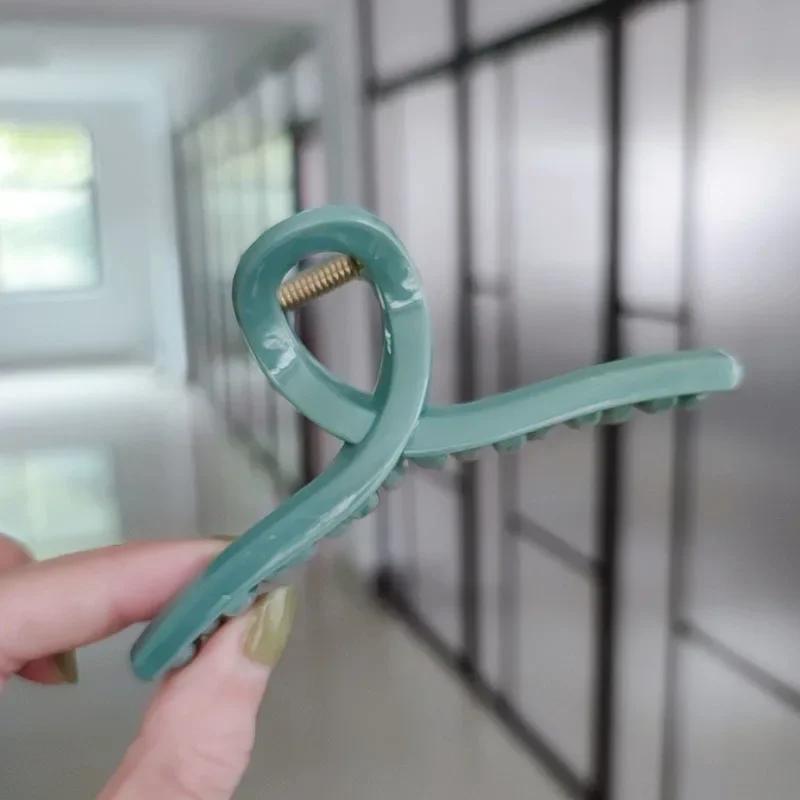 Korean Simple Solid Color Hair Claw For Women Crab Clip Fashion Acrylic Cross Big Hairpins Girls Accessories