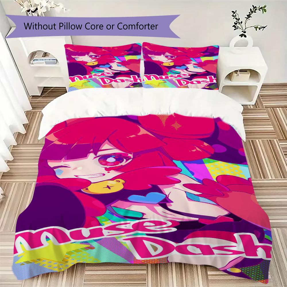 Muse Dash Pattern Bedding,Quilt Set Quilt Cover Pillowcase Home Birthday Gift (1*duvet cover+2*pillowcase,without core)SSJT0917112