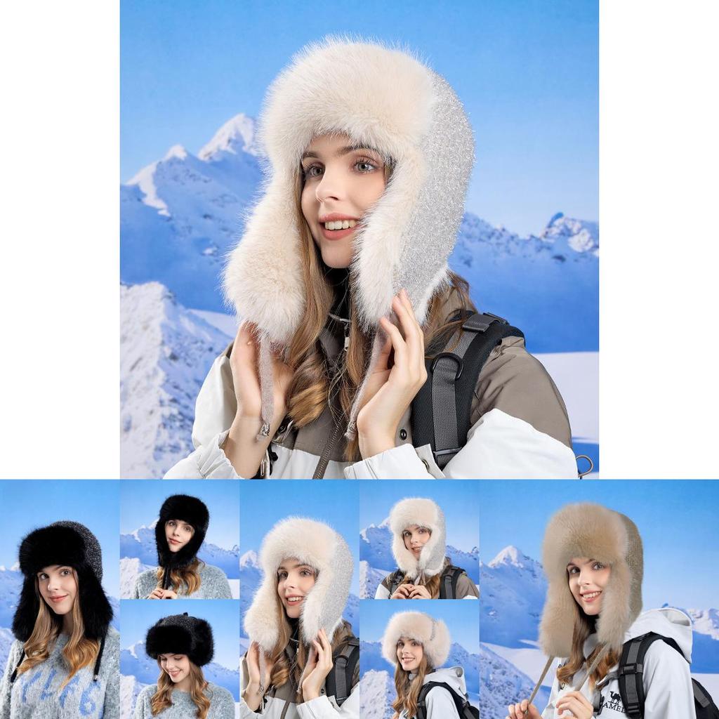 Winter Outdoor Womens Knit Warmth Hat With Earmuffs For Cold Weather Protection