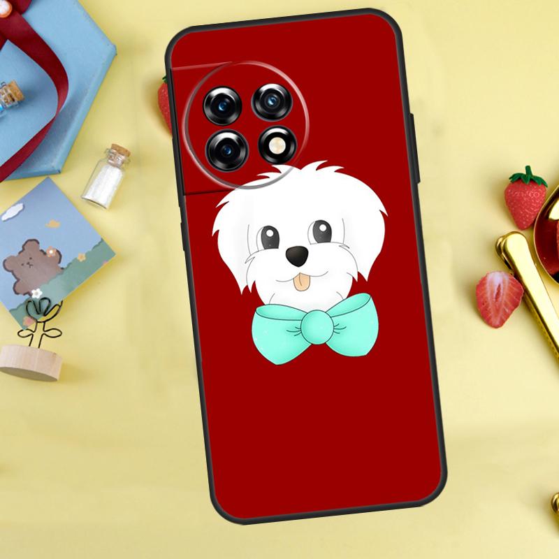 Cartoon Maltese Dog Case For OnePlus 13T 13R 12 12R 15 13 11 10 10T 8T Nord CE 2 3 4 Lite N20 N30 Nord 5 Cover