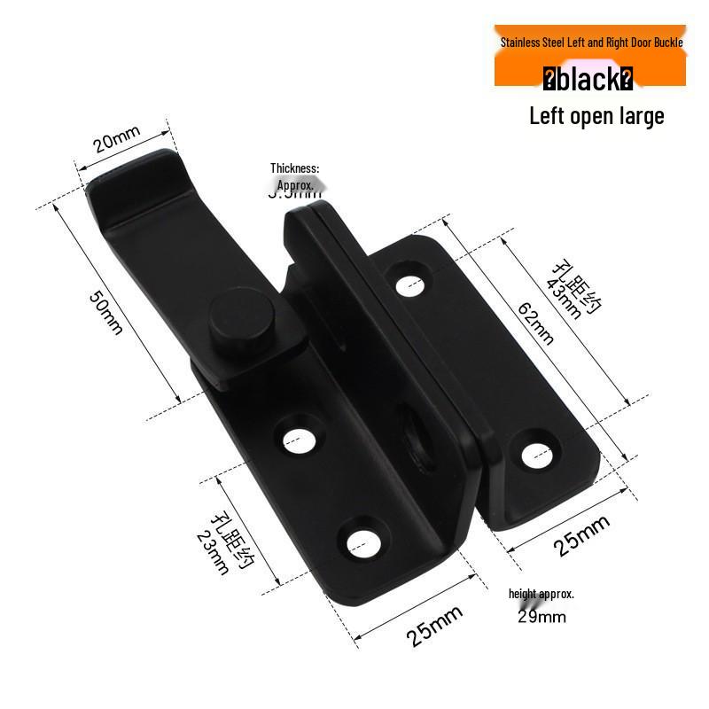 No-Drill Sliding Door Lock Bolt Anti-theft Clasp for Bathroom and Room Doors