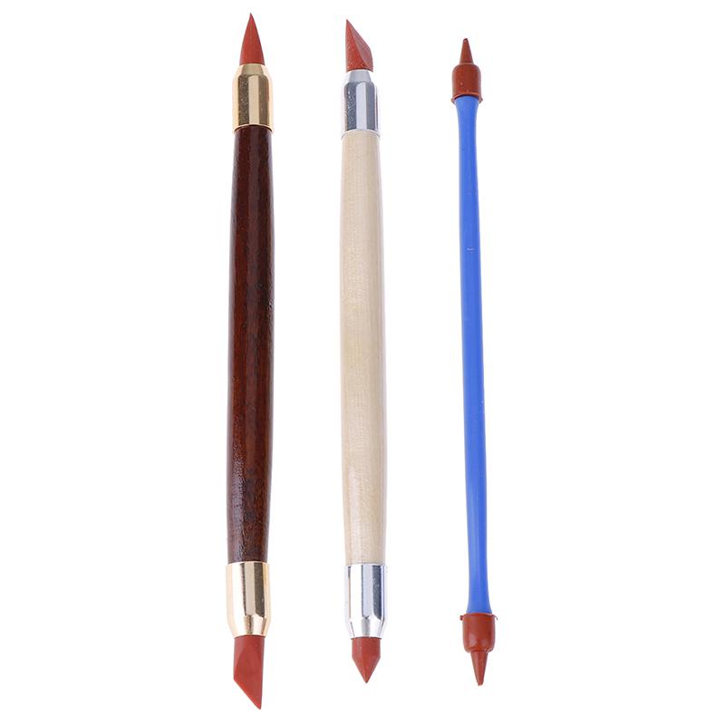 3Pcs Silicon Rubber Shaper Pen Double-Head Pottery Clay Sculpture Shaping Tools
