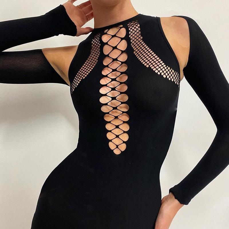 Elegant Bodycon Sexy Women's Dress for Women 2022 Summer Off Shoulder Hollow Out Mini Club Party Dresses Woman Robe Femme Ladies