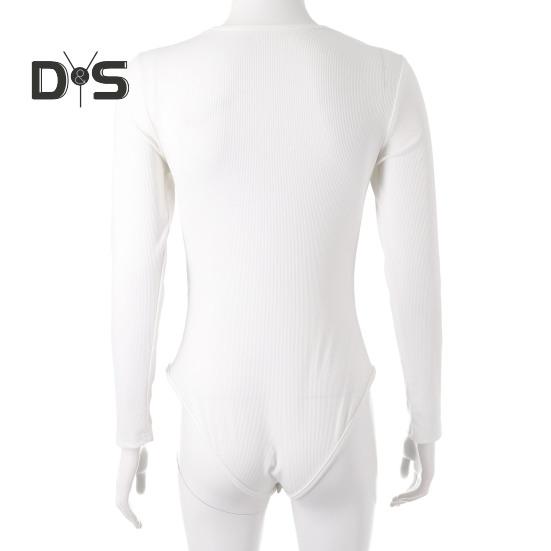 Dámské body Sexy dutý Slim Fit Dlouhé rukávy Kulatý límec Jednobarevné Strečové Prodyšné Měkké Podzimní Dámské Dámské Trikotové Top Dámské Oblečení