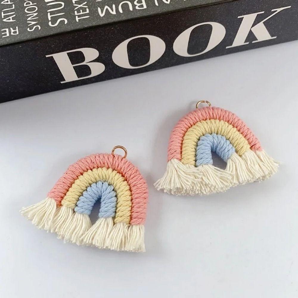 Fashion Three Color Rainbow Key Chain Pretty Knitted Rainbow Keychain  Gifts