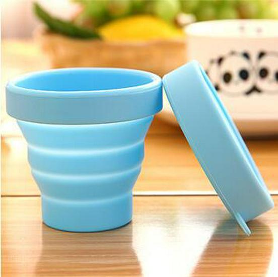 High-Temperature Resistant Silicone Folding Cup with Lid - Candy Color, Portable for Travel and Sports