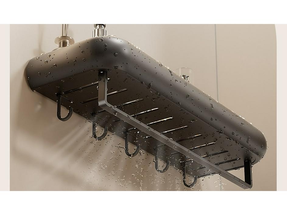 Punch-Free Gunmetal Bathroom Shelf: Wall-Mounted Storage for Vanity & Toilet