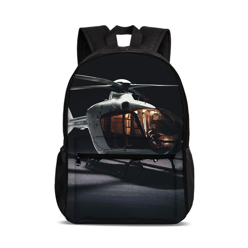 Helicopter Large Capacity Lightweight Backpack Computer Bag New Mechanical Printing Best Gift for Boys and Girls In School