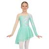 Girls Long Sleeve Dance Dress Shiny Sequins Decorated Patchwork Style Hollow Back Dresses