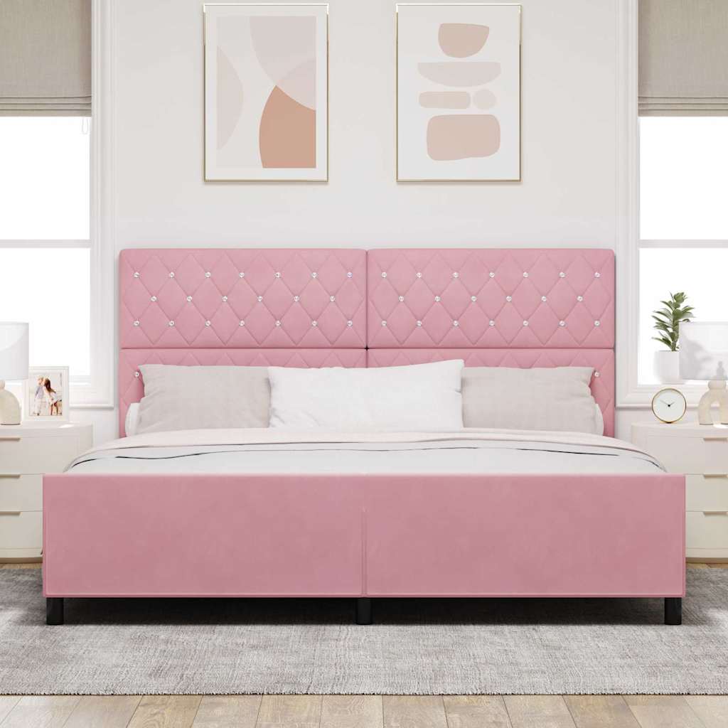 Boxspring Bed with Headboard Pink 200 x 200 cm Velvet