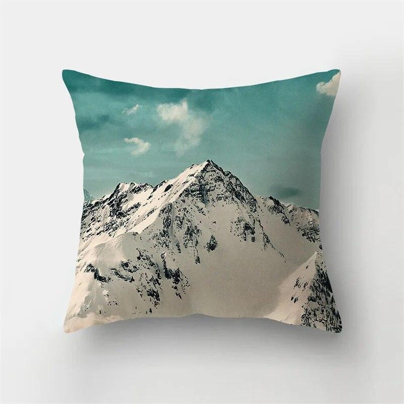 Blue Sea Landscape Ink Scenery Print Pattern Cushion Cover Home Living Room Sofa Decorative Pillow Pillow Cover 40X40CM