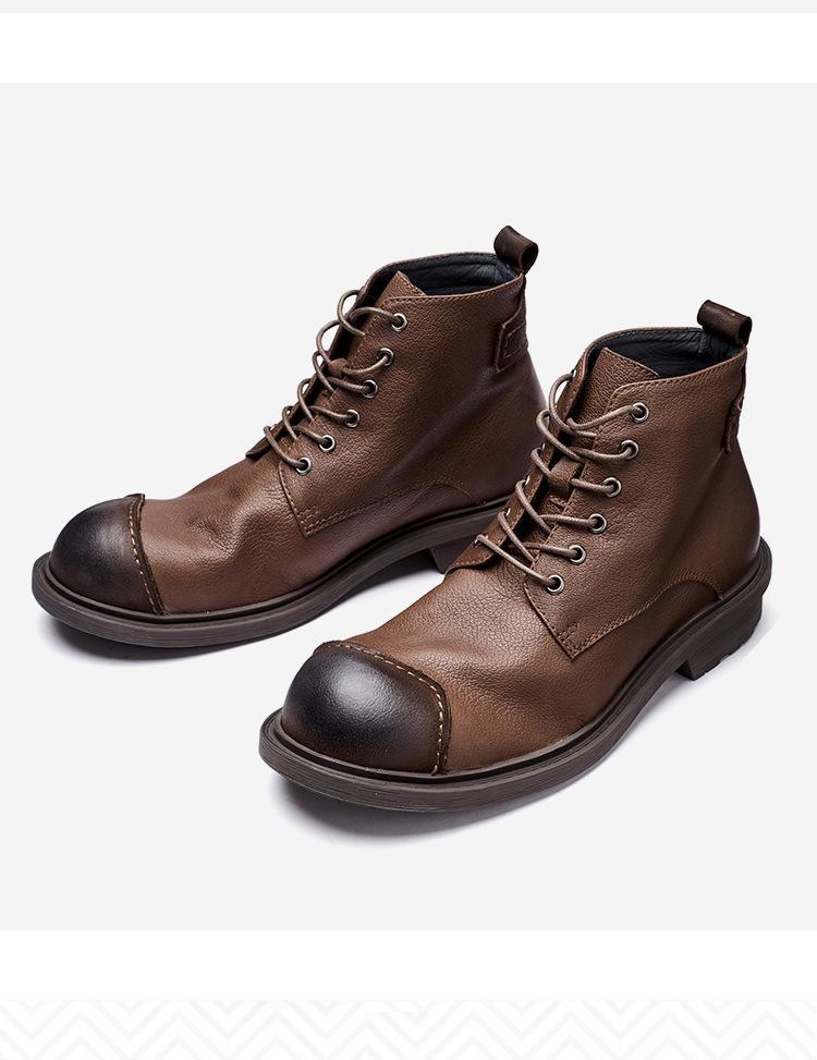 Martin Herren Echtleder Retro High-Top Knöchelboots mit japanischem Patchwork