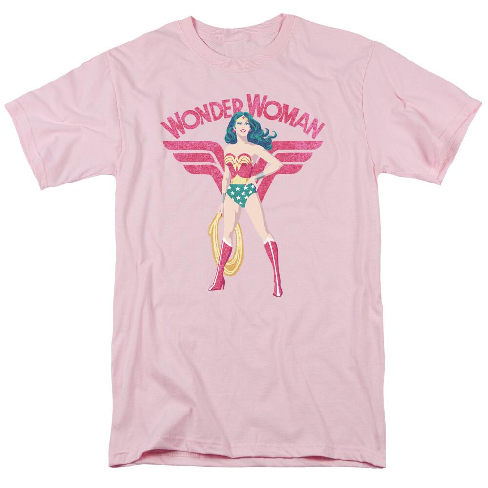 Wonder Woman Sparkle T Shirt Mens Licensed Classic DC Comic Tee Light Pink L