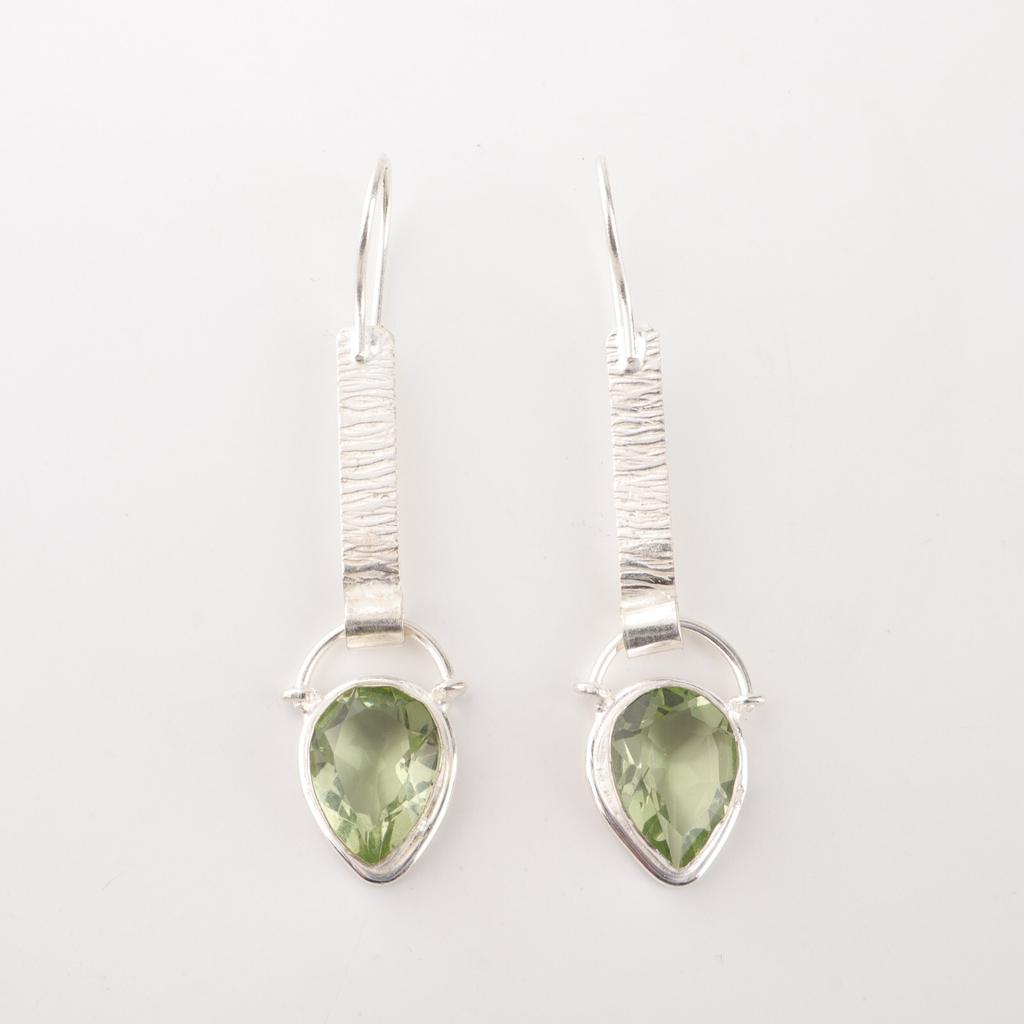 Green Amethyst Gemstone 925 Solid Silver Jewelry Handmade Designer Earrings 2.3" EE-166-12