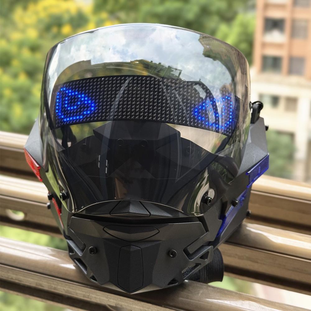 Maschera Punk Bluetooth APP LED Personalizzata Con Contenuto Personalizzato È Controllata da LED dall'App, Techwear Futuristico, Maschera Cosplay di Halloween