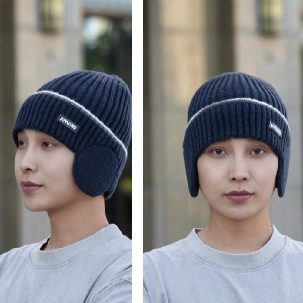 Warm Knitted Hat Thickened Ear Protector Cap Fashion Beanie Hat  for Outdoor Sports
