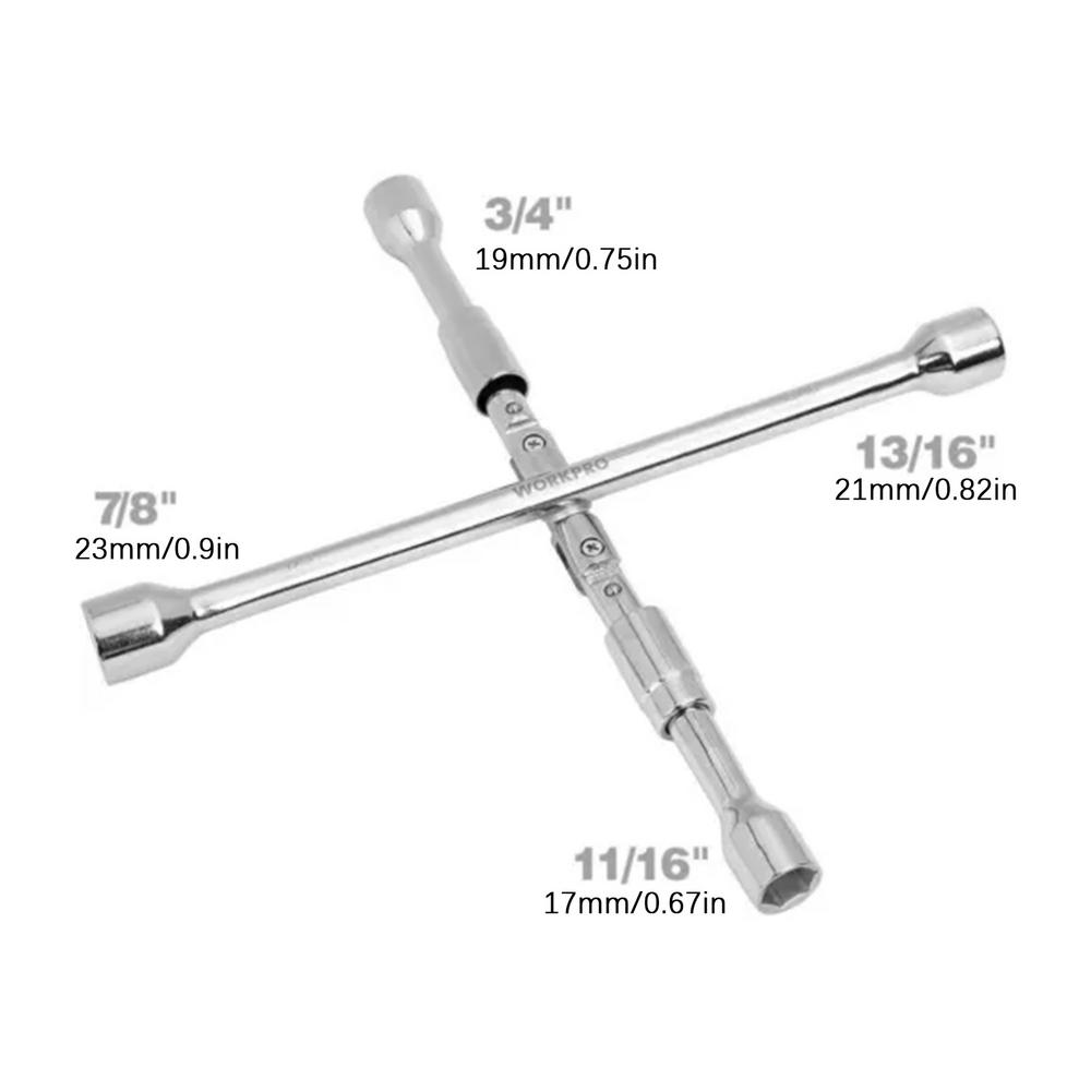 

Автомобильный баллонный ключ 4-сторонний съемник гаек Портативный складной торцевой ключ Высокоуглеродистая сталь Баллонный ключ Инструмент для ремонта автомобильных колес серебряный