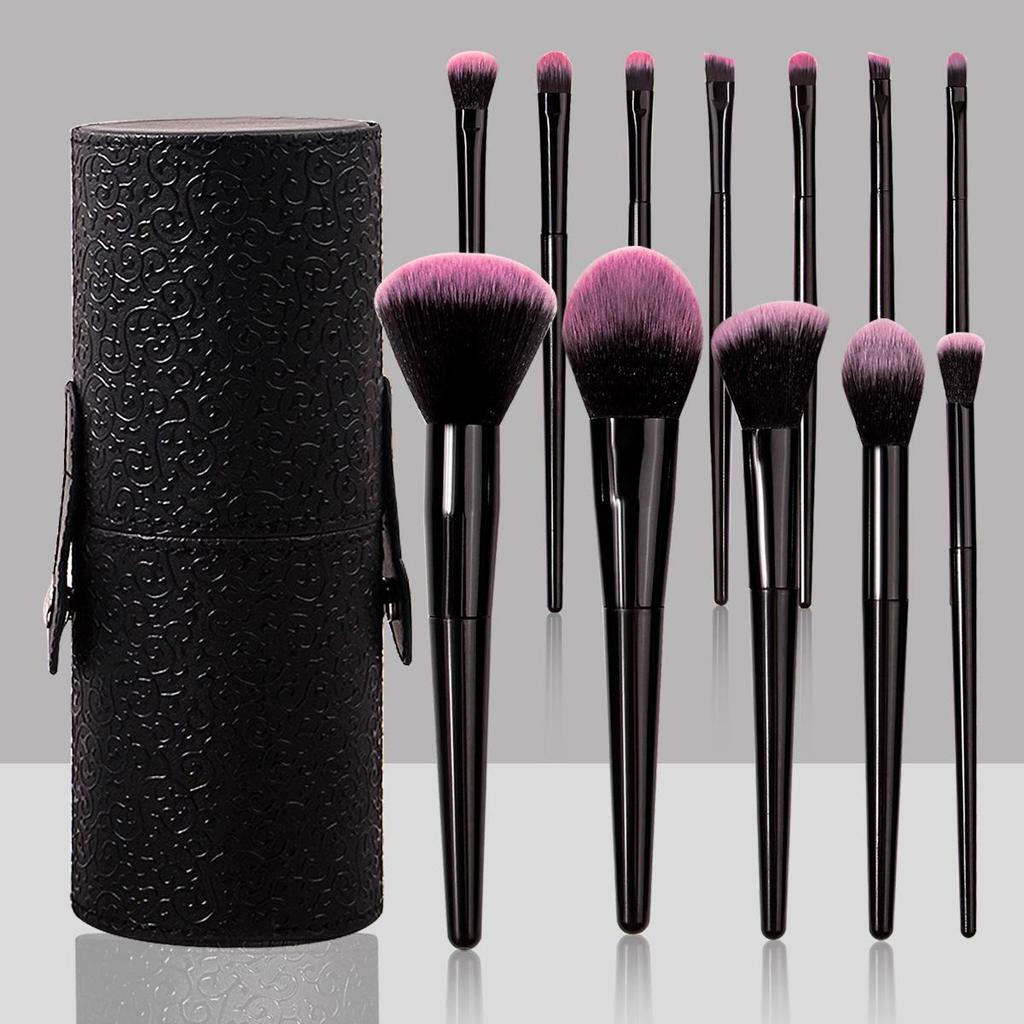 12-Piece Soft Bristle Makeup Brush Set: Includes Powder, Eyeshadow, and Lip Brushes