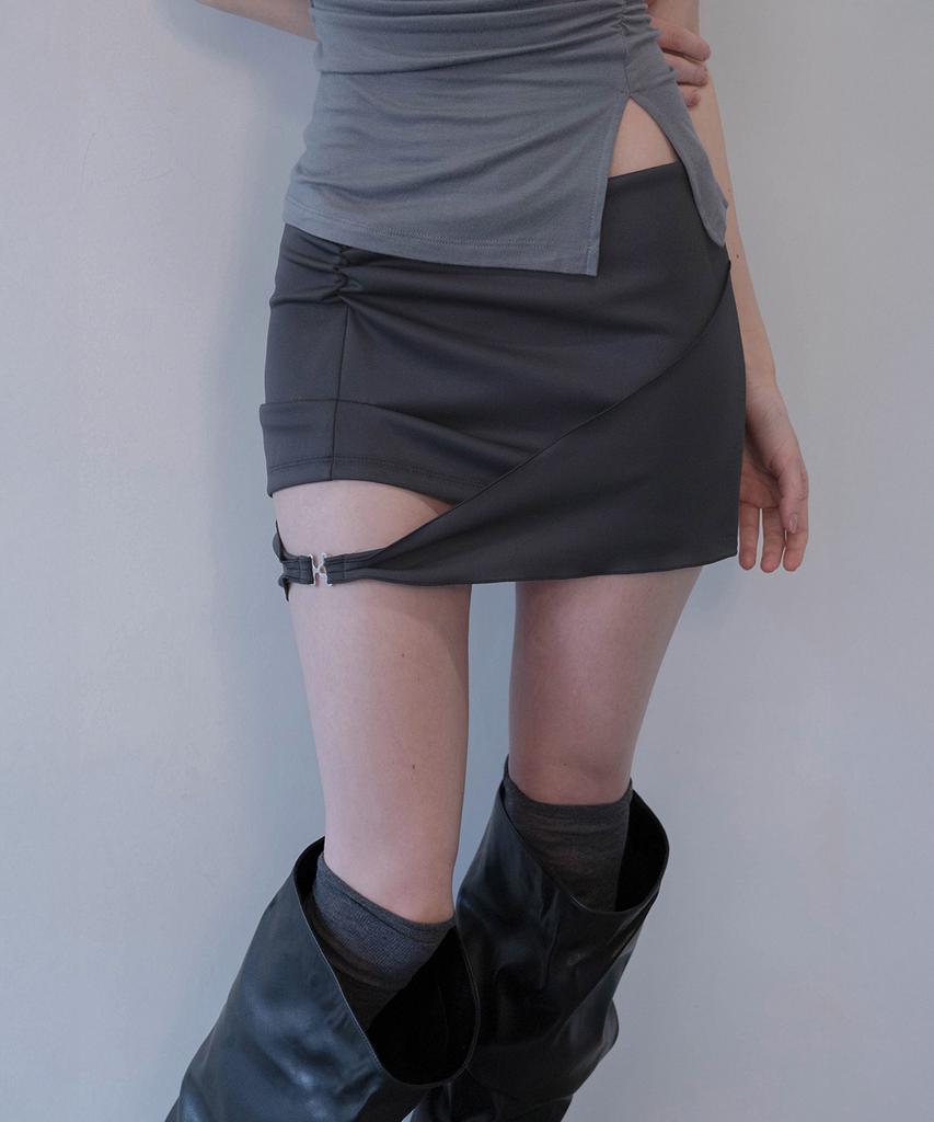 Demio Contour Strap Mini Skirt (Charcoal)