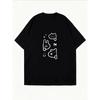Baumwoll-T-Shirt Weißer Bär und Hase Umrissdruck Lässige Alltagskleidung