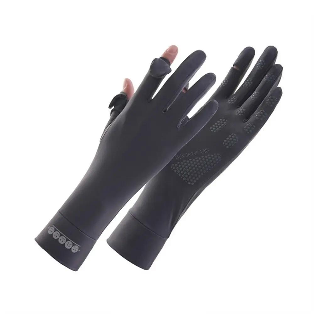 Long Sunscreen Gloves Fashion Thin Elastic Anti-UV Mittens Slip Resistant Ice Silk Cycling Driving Gloves Women Girls