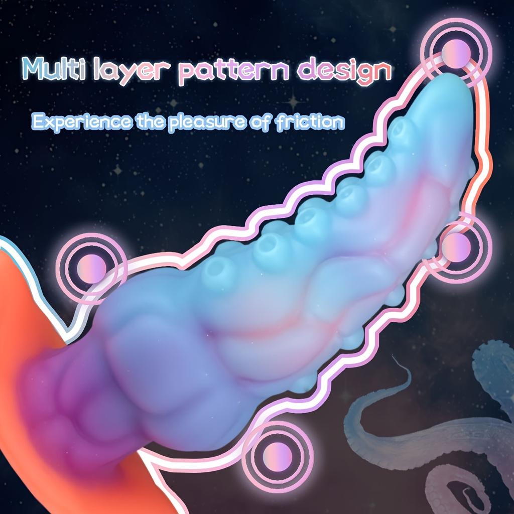 Glow in The Dark Tentacle Silicone Toy,Wearable Liquid Silicone Design,Granular Texture,Strong Suction Cup,Fantasy Collection,Soft Premium Material