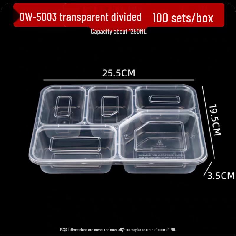 

WS Disposable 5-Compartment Meal Prep Containers