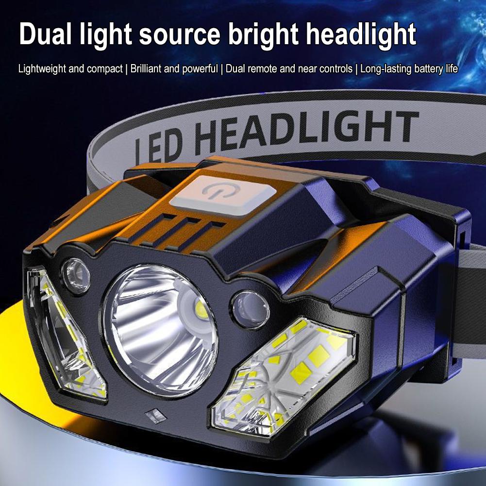 Powerful LED Headlight Sensor Head Light Type C Rechargeable Headlamp Head Torch Head Flashlight Waterproof for Camping Hiking