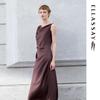 ELLASSAY 2026 Summer Triacetate Cowl Neck Satin Dress
