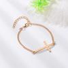Bracciale a Croce con Strass per Donna: Elegante Bracciale Regolabile con Coulisse in Stile Europeo e Americano
