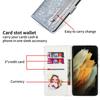 For Samsung Galaxy S24 Case Glittery Phone Wallet Cover with Zipper Pocket