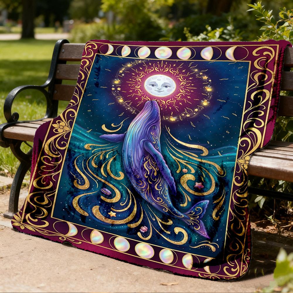1pc Whale MoonOutdoor Blanket, Soft And Comfortable Blanket, Casual Warm Outdoor Blanket, Good Birthday Gift yy260328074