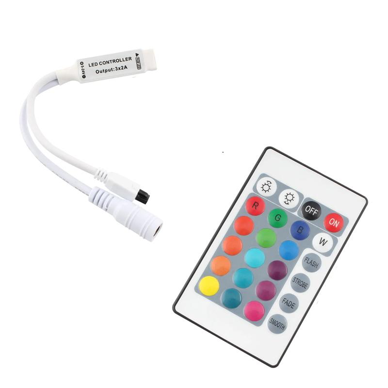 Led Strip 12V Light RGB Tape SMD, 2835 No Waterproof 5M 60LED/M 12V Mini 24key IR Remote Control LED Strip Light Dimmer